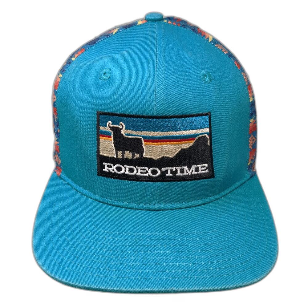 Dale Brisby Rodeo Time Blue Snapback Hat One Size Bull Southwestern Pattern Cap